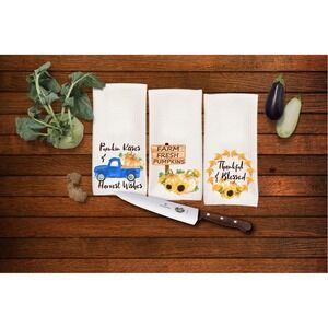 Harvest Fall kitchen towels, Great gift idea for Mom, Set‎ of 3 towels